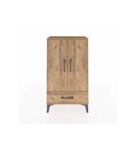 Arges Komodin 3 Raflı Tek Çekmeceli 2 Kapaklı 60x30x106 Çam-Çam