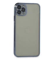 Newface Apple iPhone 11 Pro Max Kılıf Razer Lensli Silikon - Açık Mavi