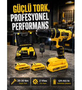 Ergonomik Tasarımlı 12V Matkap 2 Vitesli, LED Aydınlatmalı ve Dayanıklı