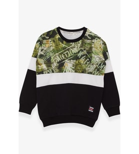 Breeze Erkek Çocuk Sweatshirt Desenli 6-12 Yaş, Siyah