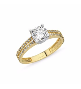 Altın Tektaş Yüzük 0.85 karat Zirconia (Çok Renkli)