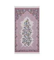 Bursa İpek Pembe Floral Desen İpeksi Goblen Seccade