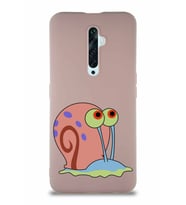 Oppo Reno 2Z Soft Premier Kapak Salyangoz Gary Tasarımlı Silikon Kılıf - Pudra (Şeffaf)