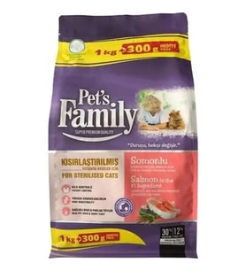 Pets Family Premium Somonlu Kısırlaştırılmış Yetişkin Kedi Maması 1.300 G