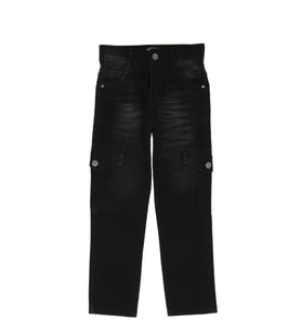 Erkek Çocuk Kargo Cepli Esnek Belli Likralı Jean Pantolon 13-17 Yaş 12364 MODANINO (Siyah)