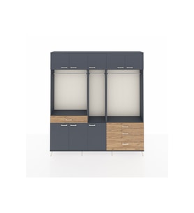 Arges Dolap 8 Raflı 4 Çekmeceli 3 Askılı 220x30x243 Antrasit-Antrasit/Çam