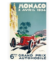 Yarış Afişi, Gran Prix De Monaco 1934, Eski Model Afiş, Araba Afişi Tablo Ahşap Poster Dekoratif