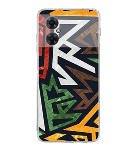 PrintiFy Xiaomi Redmi Note 11R Uyumlu Kamera Korumalı Soyut Grafiti Tasarımlı Şeffaf Kılıf