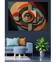 Geometrik Modern Göz Ve Şekiller Dekoratif Kanvas - Mdf Ahşap Tablo