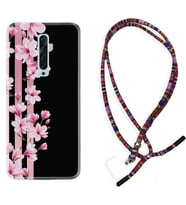 Oppo Reno 2Z 4 Lite 4 Pro 5 6 7 A31 Kılıf Boyun Asklı Rasta Silikon Pink Flowers 3 1393