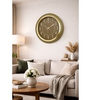 YESIL KASA GOLD CERCEVE DUVAR SAATİ 44.5 cm