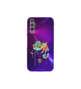 Huawei Nova 5T ile Uyumlu Splash Bukalemun Tasarımlı Şeffaf Silikon Kılıf