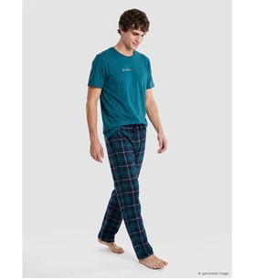 LC WAIKIKI Lacivert Regular Fit Ekose Erkek Pijama Takımı