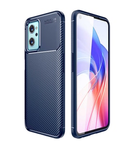 Oppo A96 4G Kılıf Zore Negro Karbon Tasarım Silikon Kılıf (Lacivert)