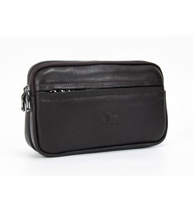 KANGAROO KINGDOM Hakiki Dana Deri Koyu Kahverengi Erkek Portföy & Clutch El Çantası 1530-K (Kahverengi)