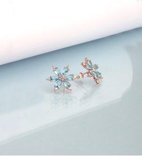 925 Ayar Gümüş Aquamarine Taşlı Nergis Çiçeği Küpe