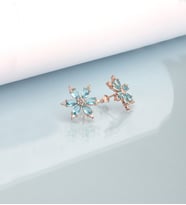 925 Ayar Gümüş Aquamarine Taşlı Nergis Çiçeği Küpe