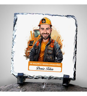 Kişiye Özel Hediye Karikatürlü En İyi Erkek Dozer Operatörü Dekoratif Taş