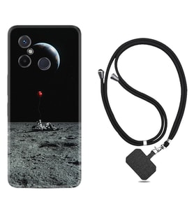Xiaomi Redmi 12C Kılıf Silikon Boyun Askılı İpli Desenli Silikon Astronoot Red Baloon 1608