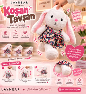 Elbiseli Beyaz Koşan Tavşan 50 cm