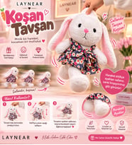 Elbiseli Beyaz Koşan Tavşan 50 cm