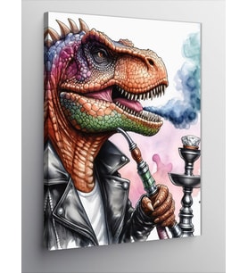Kanvas Tablo Nargile İçen Dinozor