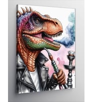 Kanvas Tablo Nargile İçen Dinozor