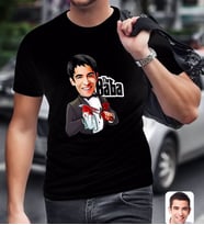 BK Gift Kişiye Özel Godfather Baba Karikatürlü Siyah T-Shirt-5