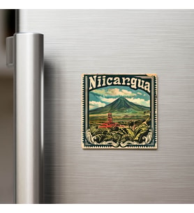 Nikaragua Nicaragua - Posta Pulu Temalı Ülke - Baskılı Buzdolap Magneti Kare - 9x9 cm