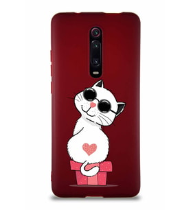 Xiaomi Redmi K20 Soft Premier Kapak Coolcat Tasarımlı Silikon Kılıf - Mürdüm (Şeffaf)