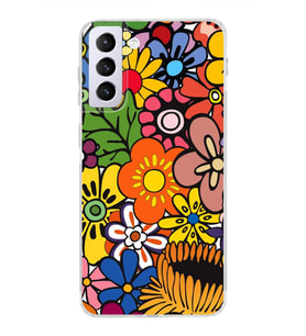 PrintiFy Samsung Galaxy S21 Plus ile Uyumlu Retro Color 2  Kamera Korumalı Şeffaf  Kılıf
