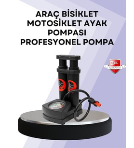 Northcity Basınç Saatli Ayak Pompası - Bisiklet ve Araç Uyumlu, Pratik ve Hassas