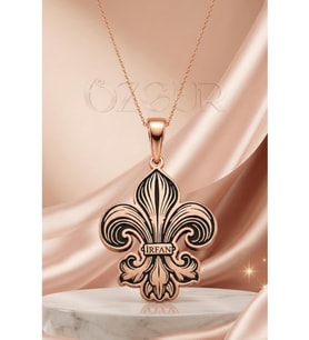 925 Ayar Gümüş İsimli Fleur De Lis Zambak Kolye