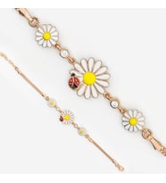 Papatya ve Uğur Böceği Tasarımlı Gümüş Bileklik ROSE