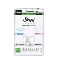 Sleepy Natural Double Soft Bebek Bezi Fırsat Paketi 1 Beden 50 Adet