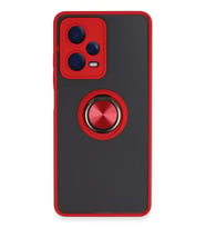 Durukar® Redmi Note 12 5G Kılıf Montreal Yüzüklü Silikon Kapak - Kırmızı
