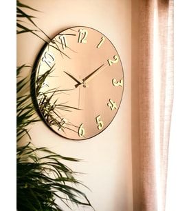 Galaxy Premium Serisi Aynalı 50 CM Sessiz Akar Duvar Saati Bronz