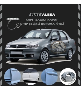 Fiat Albea Oto Araç Kapı Koruma Fitili 5metre Parlak Gri Renk