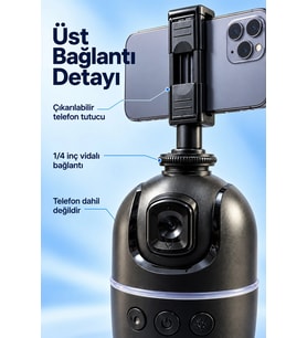 Mey İthalat® Yatay ve Dikey Çekim İçin Yüz Takipli Telefon Tutucu