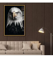 Metal Çerçeveli Temperli Cam Tablo Yandan Kartal Portesi (Gold)