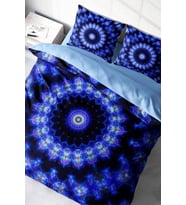 Çift Kişilik Nevresim Takımı Sık Dokuma Pamuk Saten 3d Özel Tasarım Blue Damask