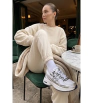 Muggo HYNEX Kadın Kalın Taban Bağcıklı Günlük Sneaker Spor Ayakkabı