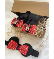 HOŞGELDİN BEBEK , YENİDOĞAN HEDİYELİK , KIZ BEBEK HEDİYE KUTUSU, BANDANALI MICKEY MOUSE BEBEK PATİK ,HASTANE ODASI , BABY SHOWER (Siyah-Kırmızı)
