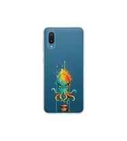 Samsung Galaxy A02 ile uyumlu Splash ahtapot tasarımlı şeffaf silikon kılıf