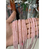 Pembe Kuvars Taşı Silindir Kesim Parlak 4x4mm Doğal Taş Dizi [AA]