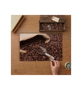 Çuvaldan Dökülen Kahve Çekirdekleri Tasarımı 240 parça Ahşap Puzzle Ahşap Kutuda MP00390