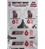 Secret Bike Kırmızı Motosiklet Ve Kask Kan Grubu Sticker A Rh (-) Negatif