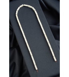 Hematit Doğal Taş Mat Beyaz Dikdörtgen Kesim 4x13mm Dizi [AA]