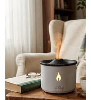 LED Alev Efektli Aroma Difüzörü Ultrasonik Hava Nemlendirici Gece Lambası Fonksiyonlu