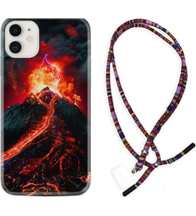Apple iPhone 11 12 13 Mini Kılıf Boyun Asklı Rasta Silikon Yanardağ 1611